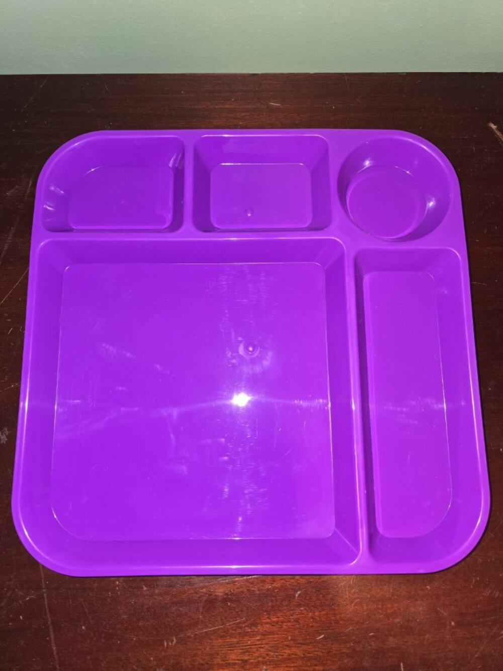 Divided Lunch Tray Plastic 5 Sections Purple